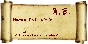 Macsa Bolivár névjegykártya